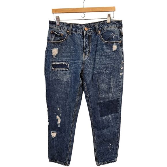 Cotton On Distressed High Rise Boyfriend Jeans Size 8 - Picture 1 of 8